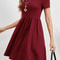 Elastic Waist Short Sleeve Dress For Women Knitted Round Neck Short Sleeve Dress For Casual Daily C 4