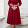 Elegant Red Dress for Large Sized Women, High End Womens Wear, Spring and Autumn Three Quarter Sleeves