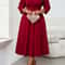 Elegant Red Dress for Large Sized Women, High End Womens Wear, Spring and Autumn Three Quarter Sleeves