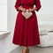 Elegant Red Dress for Large Sized Women, High End Womens Wear, Spring and Autumn Three Quarter Sleeves