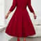Elegant Red Dress for Large Sized Women, High End Womens Wear, Spring and Autumn Three Quarter Sleeves