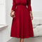 Elegant Red Dress for Large Sized Women, High End Womens Wear, Spring and Autumn Three Quarter Sleeves
