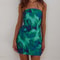Tube Dress Women Chest Wrapping Backless, Sleeveless Strapless Tie Dye Print Tube Sundress for Summer Vacation