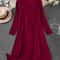 Elegant Plus Size Womens Ribbed Stretch Dress, Deep V Neck Cross Over Long Sleeve Work to Casual Dress