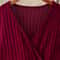 Elegant Plus Size Womens Ribbed Stretch Dress, Deep V Neck Cross Over Long Sleeve Work to Casual Dress