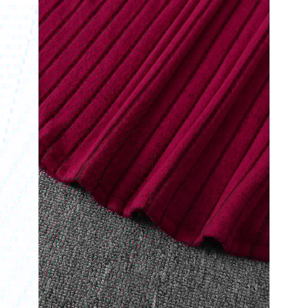 Elegant Plus Size Womens Ribbed Stretch Dress, Deep V Neck Cross Over Long Sleeve Work to Casual Dress