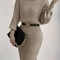 Casual Simple Turtleneck Knitted Pullover Dress Without a Belt, Autumn Winter New Fashionable Look