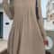 Irregular Brushed Ribbed Knit Dress, Autumn Winter Bohemian Solid Color Dress for Women