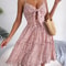 Women Summer Casual Floral Chiffon A Line Dress, Print Ruffles Beach Style Clothing, Valentines Day Midi Dress