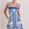 Short Vacation Strap Color Blocked Dress, Elegant New Printed Bohemian Dress