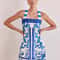 Short Vacation Strap Color Blocked Dress, Elegant New Printed Bohemian Dress