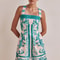Short Vacation Strap Color Blocked Dress, Elegant New Printed Bohemian Dress