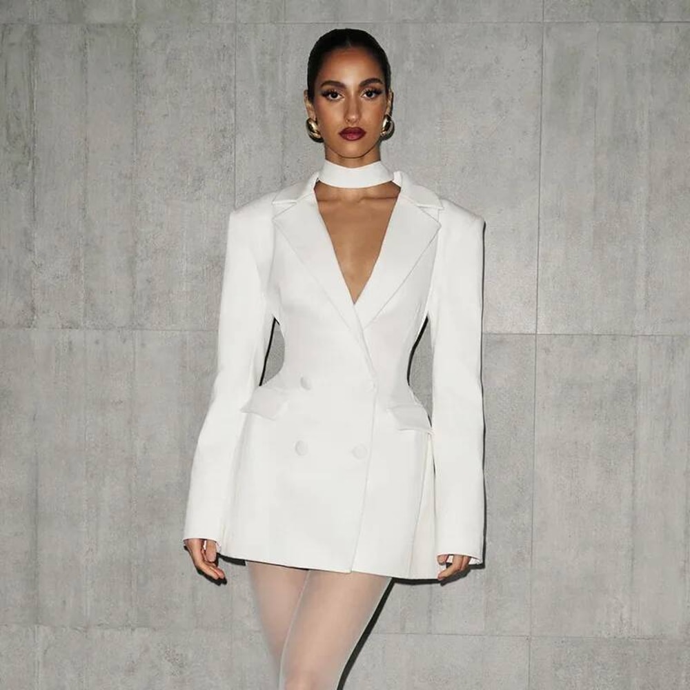 Avrilyaan Casual Pocket Sexy Dress, Women Elegant Party Dress, Blazer Long Sleeves Bodycon Mini Autumn Winter Vestidos