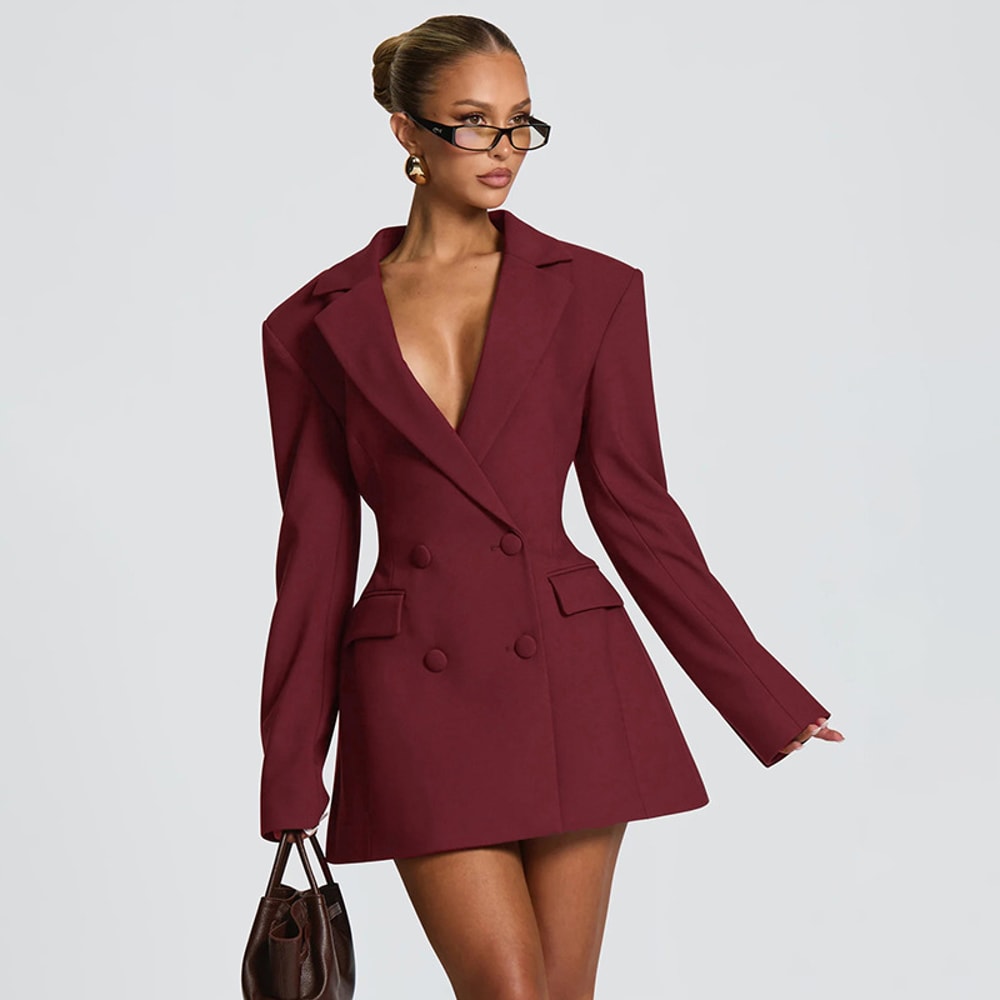 Avrilyaan Casual Pocket Sexy Dress, Women Elegant Party Dress, Blazer Long Sleeves Bodycon Mini Autumn Winter Vestidos