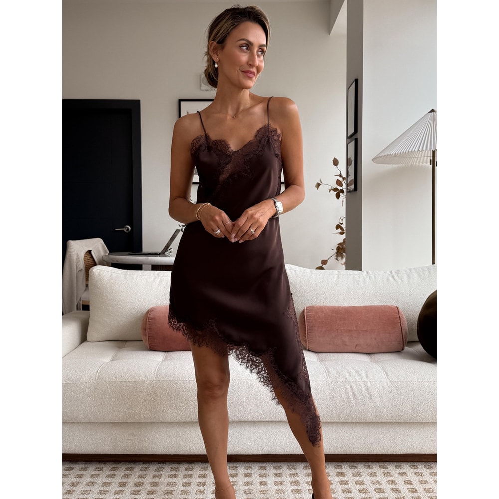 Womens Lace Asymmetrical Dress Sexy Summer Suspender Dress Fashionable New Temperament Evening Wear 1