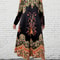 Floral Maxi Dress Women, Long Sleeve V Neck, Ethnic Print, Relaxed Casual and Festival Wear