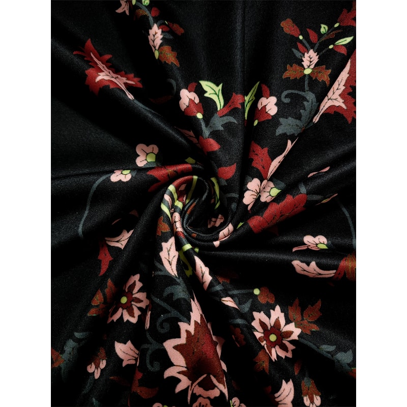 Floral Maxi Dress Women, Long Sleeve V Neck, Ethnic Print, Relaxed Casual and Festival Wear