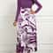 Purple Elegant Style Women Dresses Long Sleeve Round Neck, Printed Hem Long Dress