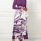 Purple Elegant Style Women Dresses Long Sleeve Round Neck, Printed Hem Long Dress
