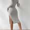 Casual Long Sleeve Bodycon Dress Scoop Neck Midi Dress For Fall And Winter Womens Clothing 1