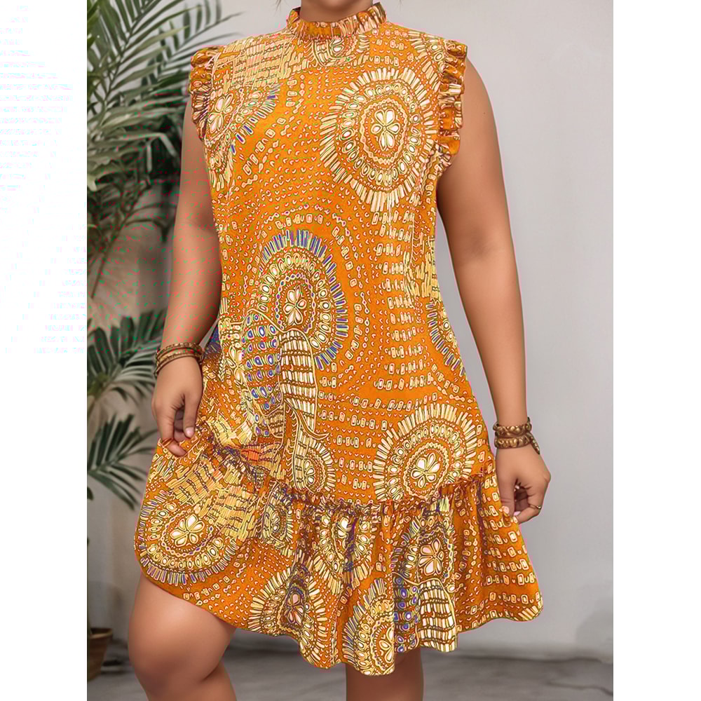 Summer New Womens Elegant Slim Fit Short Sleeve Dress, Black Gold Red Paisley Print, Ruched Hem, Round Neck