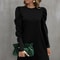 Solid Color Round Collar Bubble Sleeve Button Long-Sleeved Dress, Women's Autumn and Winter New Fashion Outfit