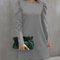 Solid Color Round Collar Bubble Sleeve Button Long-Sleeved Dress, Women's Autumn and Winter New Fashion Outfit