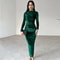 Elegant Party Clothes, Midi Dress For Women Ruched Long, Evening Green Outfits