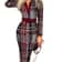 Long Sleeve Knit Bodycon, Pattern V-Neck Midi Pencil Dress with Belt for All Seasons