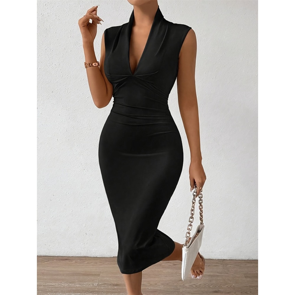 Midi Dresses Symmer Thin Party Dresses, Sleeveless High Waist Sexy, Chic Summer Style