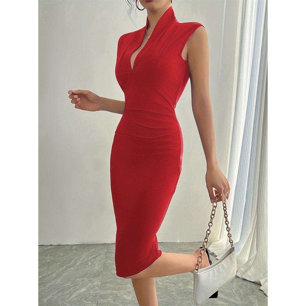 Midi Dresses Symmer Thin Party Dresses, Sleeveless High Waist Sexy, Chic Summer Style