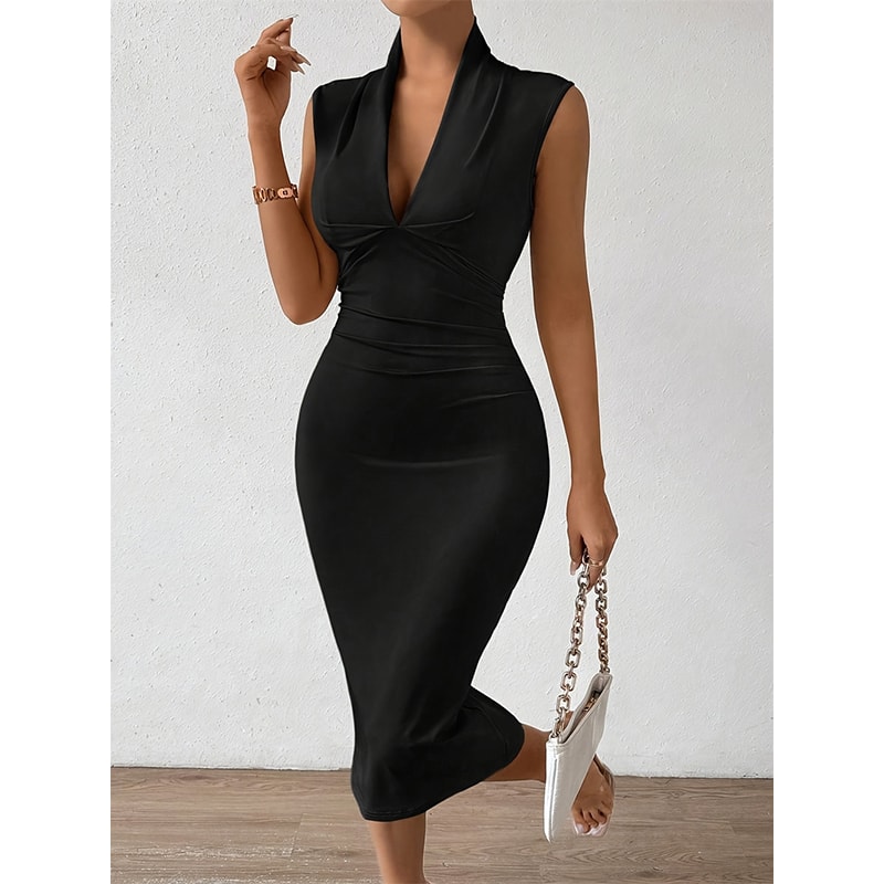 Midi Dresses Symmer Thin Party Dresses, Sleeveless High Waist Sexy, Chic Summer Style