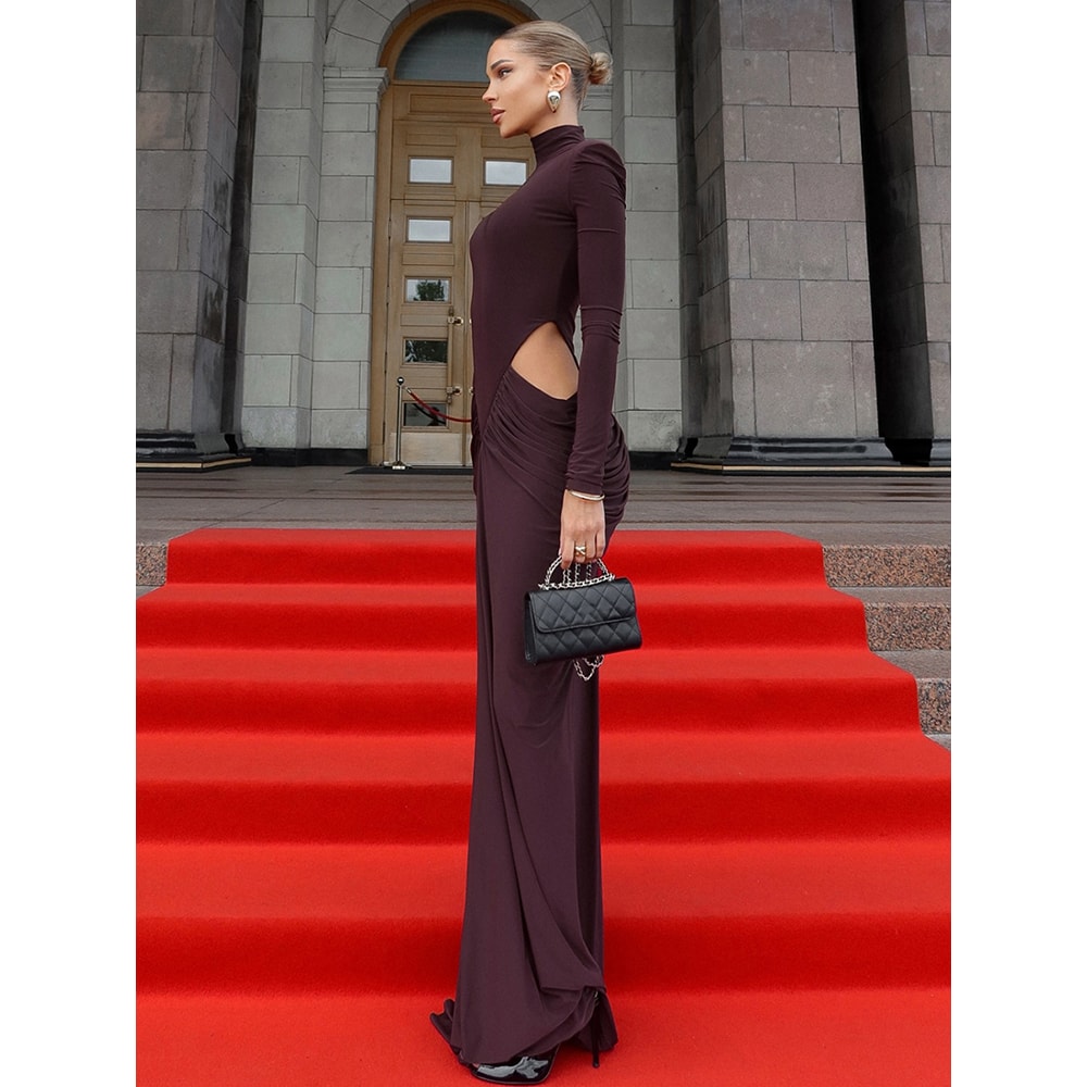 Full Sleeve Hollow Design Prom, Woman Autumn Style Long Bodycon Dress