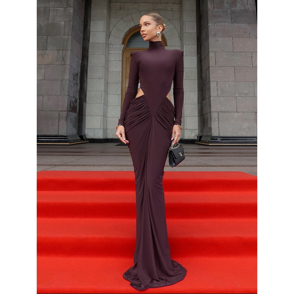 Full Sleeve Hollow Design Prom, Woman Autumn Style Long Bodycon Dress