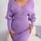 Casual Autumn Winter Long Sleeve Knitted Dresses, Solid Color Style in White Green Blue Black Purple