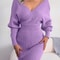 Casual Autumn Winter Long Sleeve Knitted Dresses, Solid Color Style in White Green Blue Black Purple