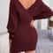Casual Autumn Winter Long Sleeve Knitted Dresses, Solid Color Style in White Green Blue Black Purple