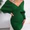 Casual Autumn Winter Long Sleeve Knitted Dresses, Solid Color Style in White Green Blue Black Purple