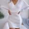 Casual Autumn Winter Long Sleeve Knitted Dresses, Solid Color Style in White Green Blue Black Purple