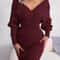 Casual Autumn Winter Long Sleeve Knitted Dresses, Solid Color Style in White Green Blue Black Purple