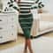 Striped Bodycon Dress Fall Holiday Vestido Long Sleeve Knit Office Lady Elegant Dress 3