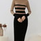 Striped Bodycon Dress Fall Holiday Vestido Long Sleeve Knit Office Lady Elegant Dress 4
