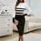 Striped Bodycon Dress Fall Holiday Vestido Long Sleeve Knit Office Lady Elegant Dress 8