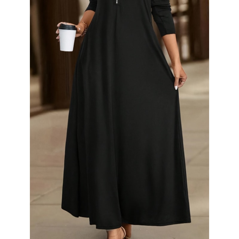 Slim Long Sleeves Shirt Dresses With Pockets, Spring Autumn Everyday Women Dress
