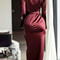 Hepburn style long sleeved lace tight waist dress, autumn temperament goddess dress for women