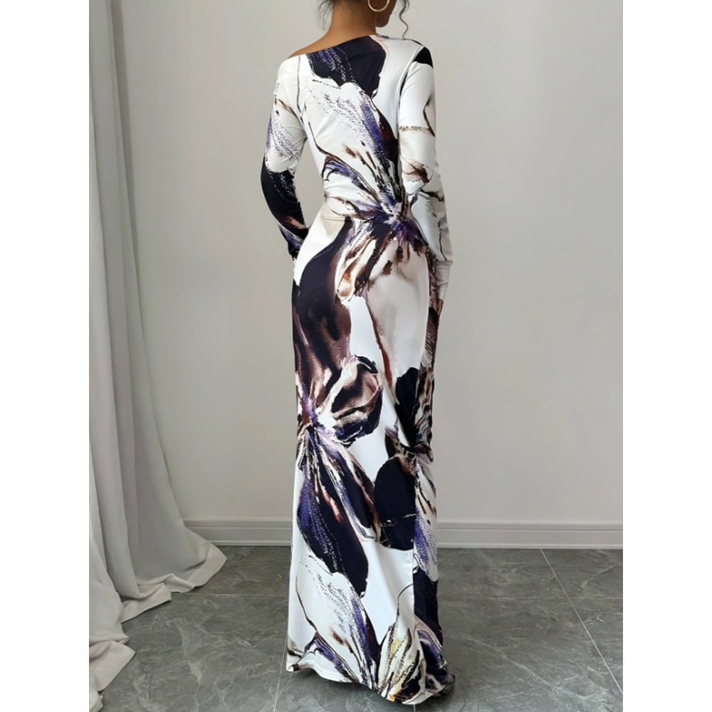 Slanted Shoulder Dress For Women, Long Sleeved Spring Summer Style