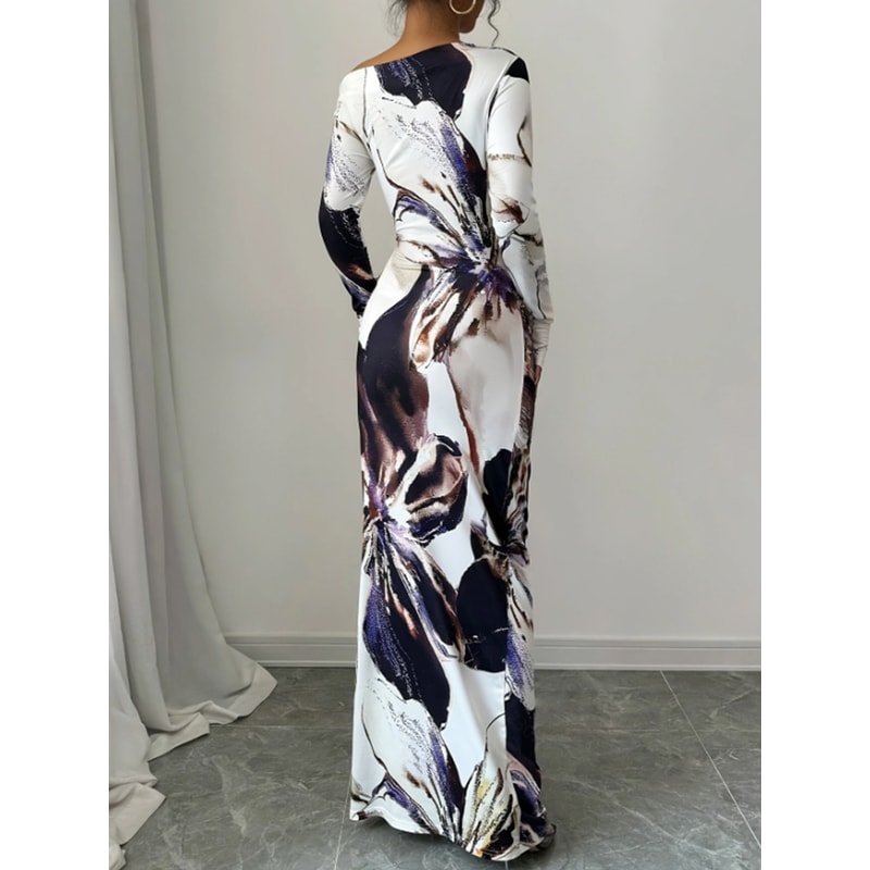 Slanted Shoulder Dress For Women, Long Sleeved Spring Summer Style