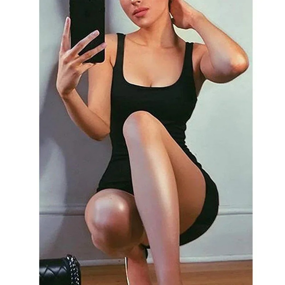 Summer Women Casual Sheath Dress Lady Spaghetti Strap Sleeveless Sexy Stretch Slim Dress Vestidos 4