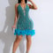 Beautiful Mesh Sequin Feather Glam Dress Luxury Woman Party Dress Glitter Sleeveless Night Out Birt 1