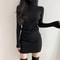 Sexy Slim Turtleneck Sweater Dress Women, Streetwear Bodycon Mini, Thick Basic Bottoming Dress Lady